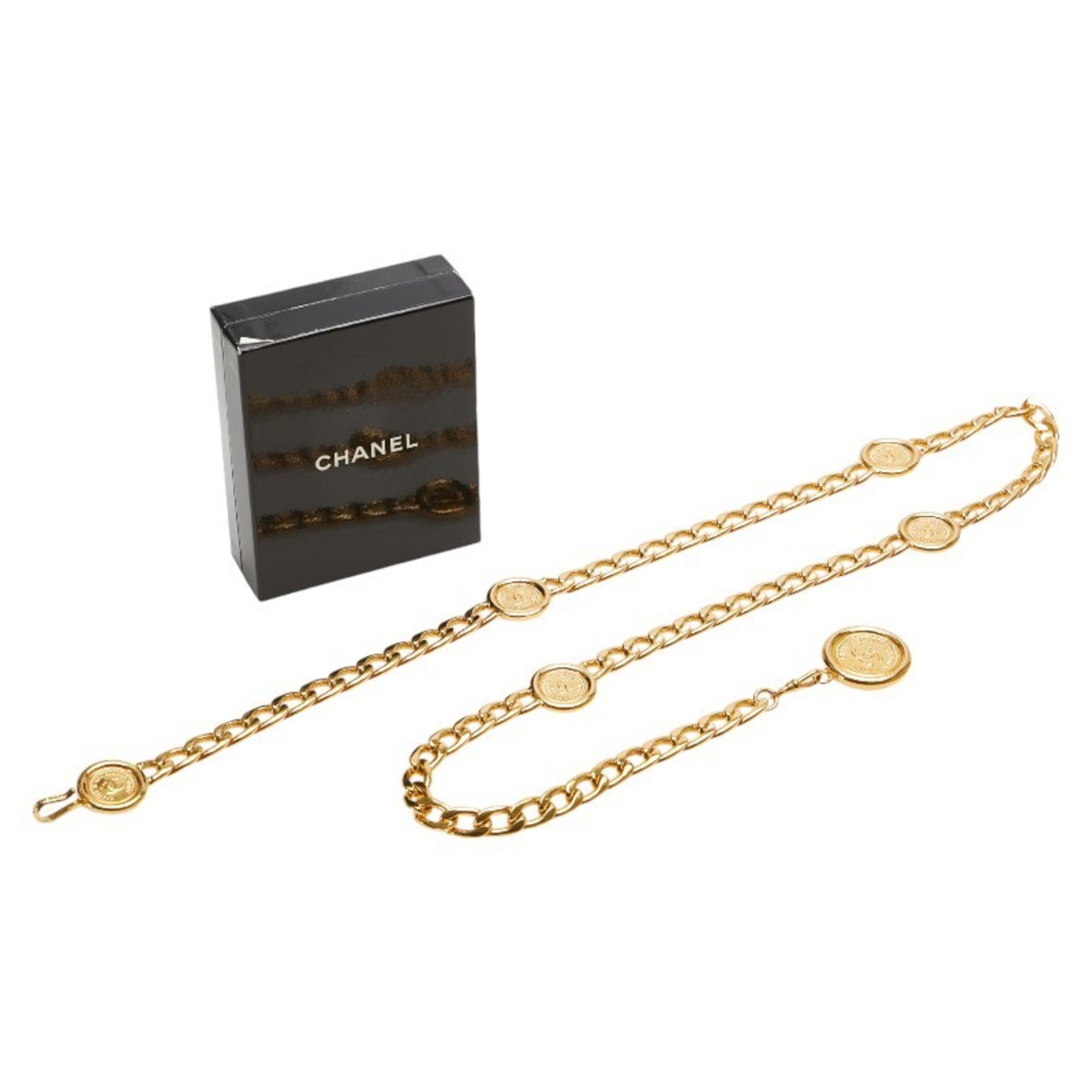 Chanel Coco Mark Medallion Chain Belt Gold Plated Women's CHANEL