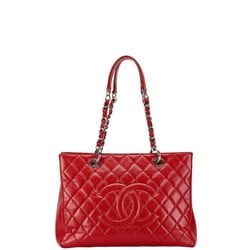 Chanel Matelasse Coco Mark Chain Tote Bag Handbag Red Caviar Skin Women's CHANEL