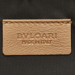 BVLGARI Collezione Print Clutch Bag Beige PVC Leather Women's