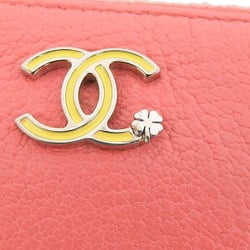 Chanel CHANEL Lucky Flower Round Long Wallet A81657 with sticker, 25th series, pink, Coco mark, clover