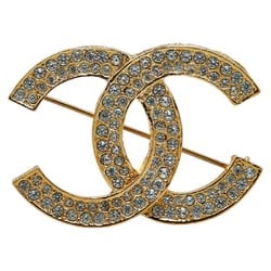 Chanel Coco Mark Rhinestone Brooch Gold Plated Women's CHANEL