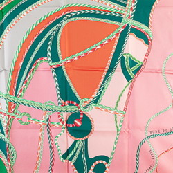 Hermes Carre 90 ROBE DU SOIR Robe du Soir Scarf Muffler Pink Green Multicolor Silk Women's HERMES