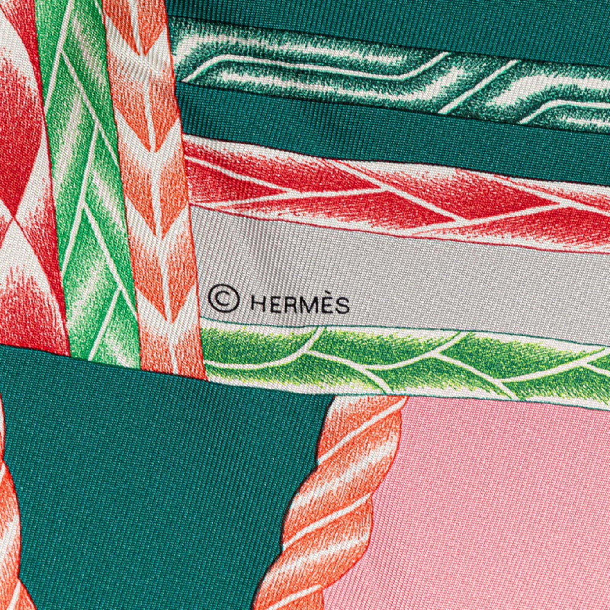 Hermes Carre 90 ROBE DU SOIR Robe du Soir Scarf Muffler Pink Green Multicolor Silk Women's HERMES