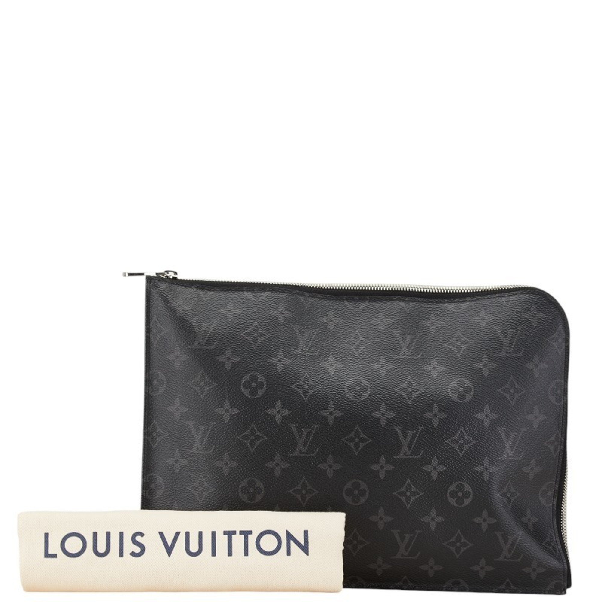 Louis Vuitton x Kim Jones Monogram Eclipse Pochette Jour GM DSMG Limited Edition Clutch Bag Black White PVC Leather Men's LOUIS VUITTON