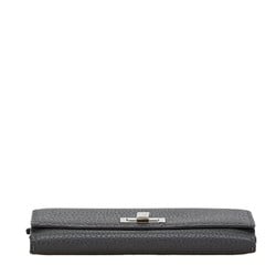 FENDI Selleria Peekaboo Long Wallet 8M0308 Grey Silver Leather Women's