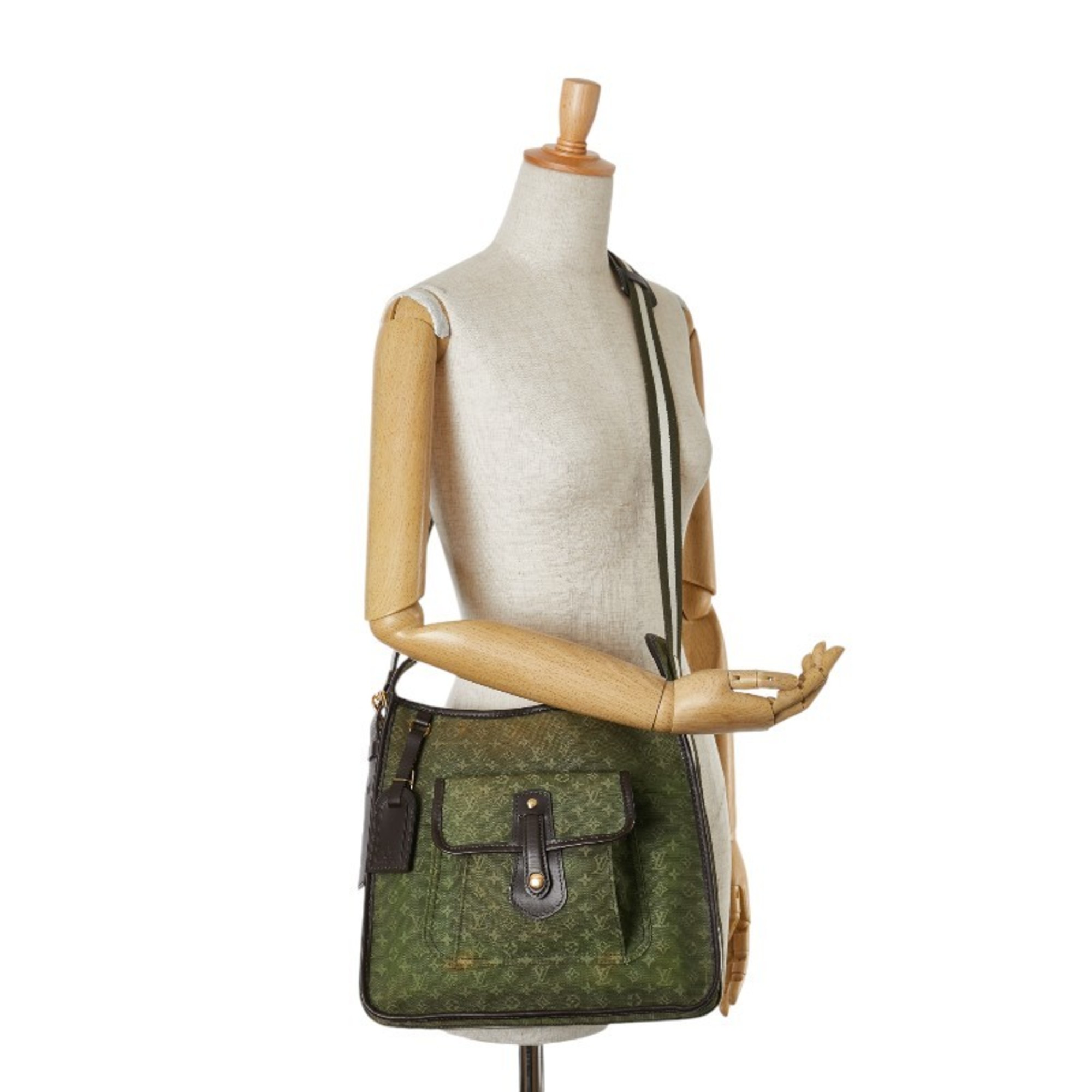 Louis Vuitton Monogram Busas Marie Kate Shoulder Bag M92322 TST Khaki Canvas Leather Women's LOUIS VUITTON