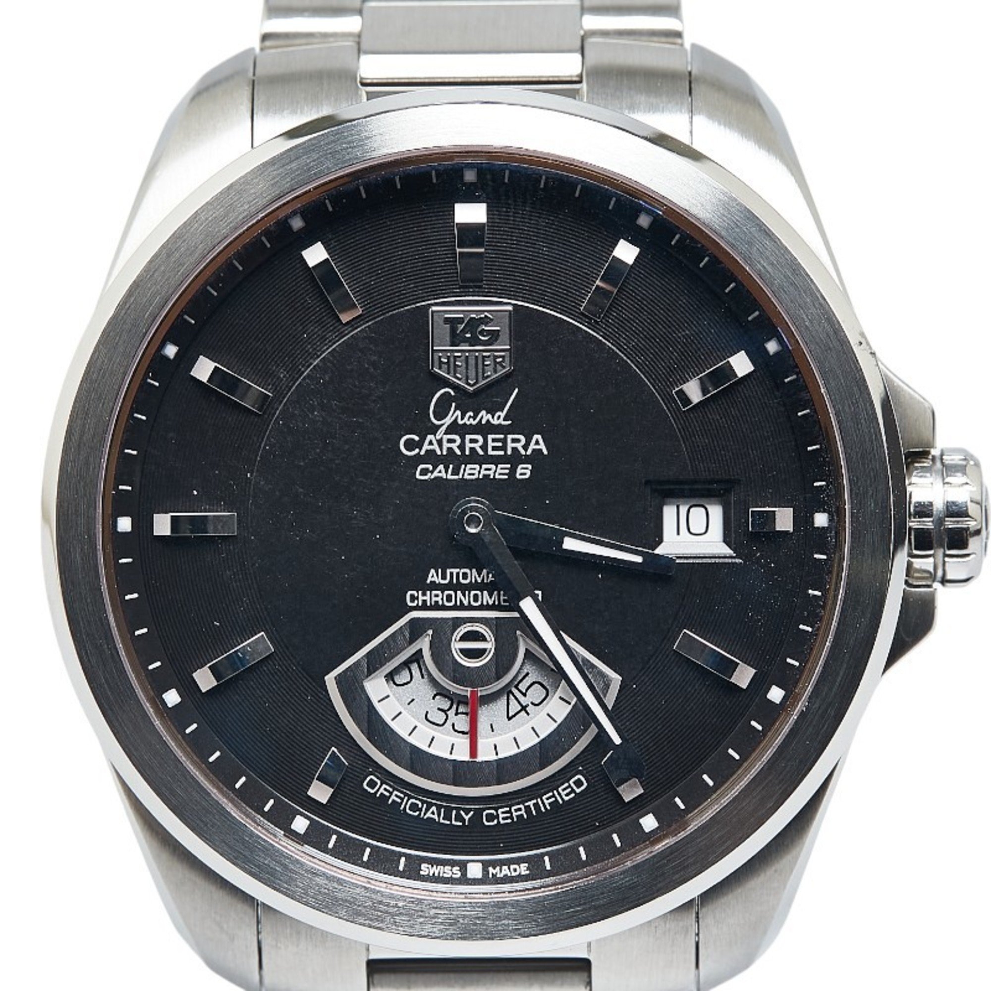 TAG Heuer Grand Carrera Calibre 6 Wristwatch WAV511A Automatic Black Dial Stainless Steel Men's HEUER