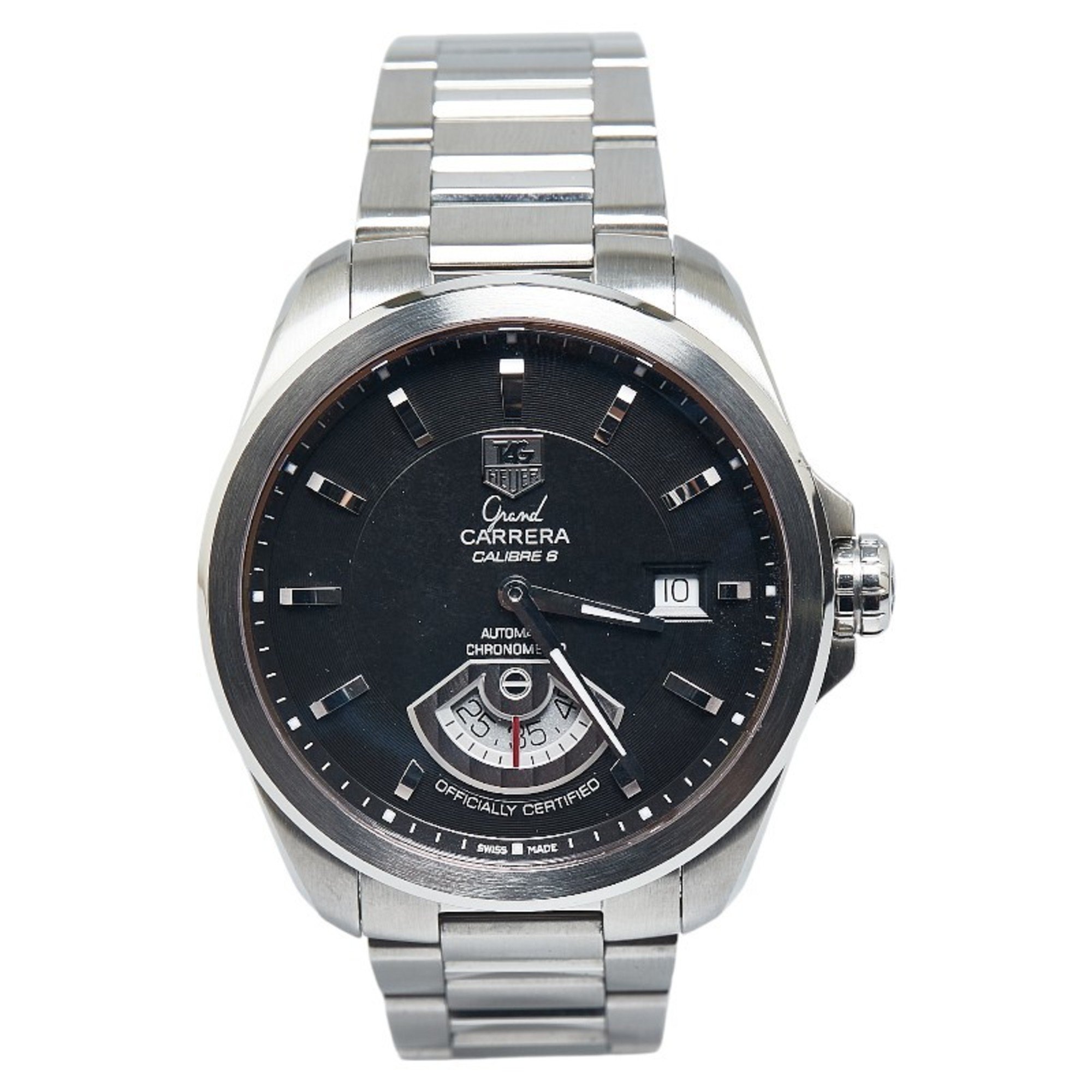 TAG Heuer Grand Carrera Calibre 6 Wristwatch WAV511A Automatic Black Dial Stainless Steel Men's HEUER