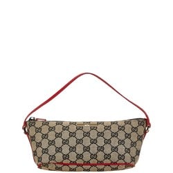 Gucci GG Canvas Bag Handbag Pouch 089 1103 Brown Red Leather Women's GUCCI