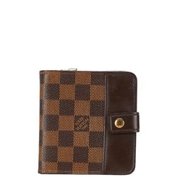 Louis Vuitton Damier Compact Zip Bi-fold Wallet N61668 Brown PVC Leather Women's LOUIS VUITTON