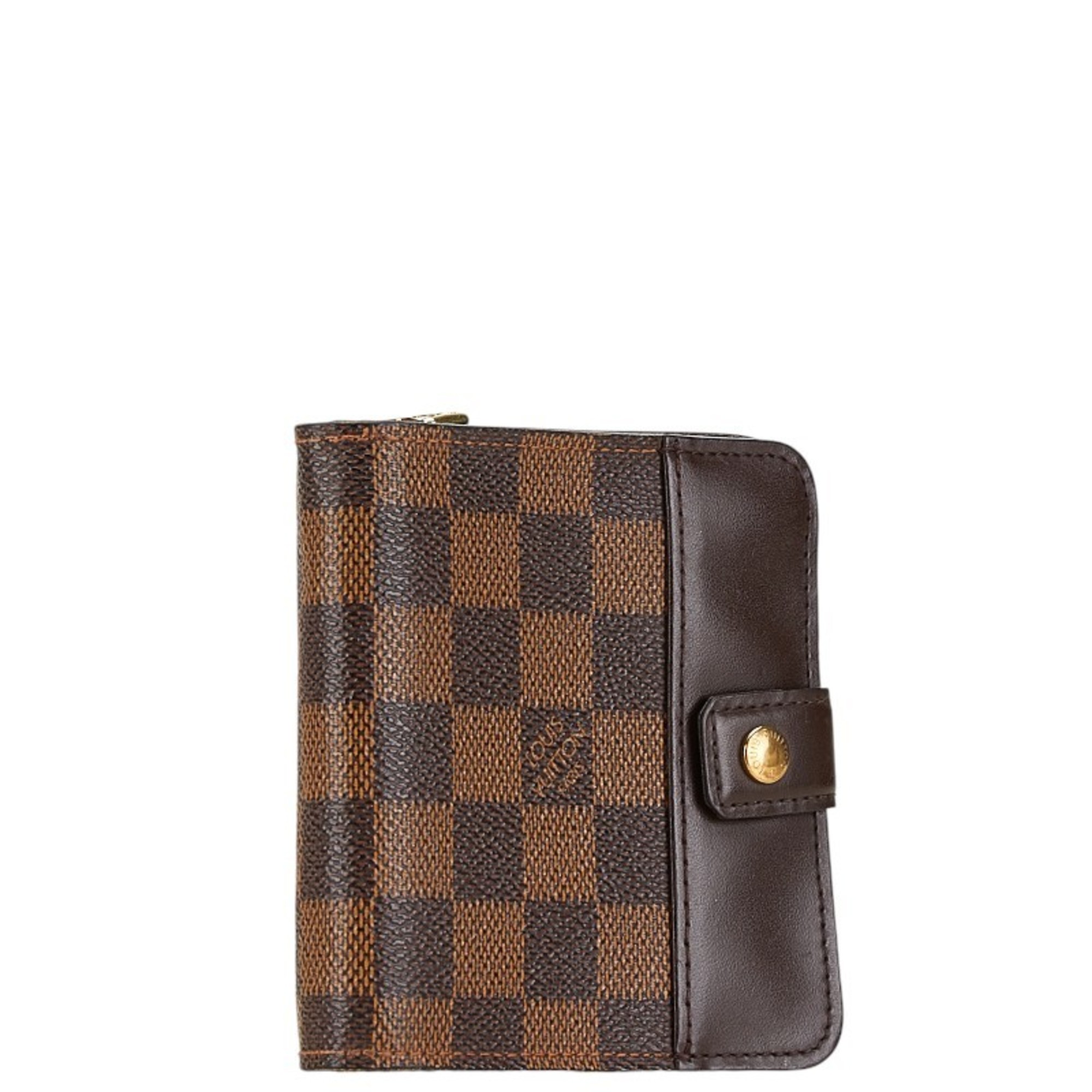 Louis Vuitton Damier Compact Zip Bi-fold Wallet N61668 Brown PVC Leather Women's LOUIS VUITTON