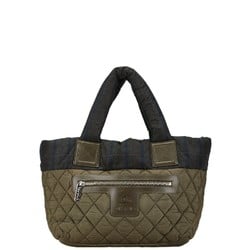 Chanel Check Quilted Coco Cocoon PM Reversible Handbag Tote Bag 8610 Khaki Green Nylon Leather Women's CHANEL