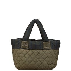 Chanel Check Quilted Coco Cocoon PM Reversible Handbag Tote Bag 8610 Khaki Green Nylon Leather Women's CHANEL