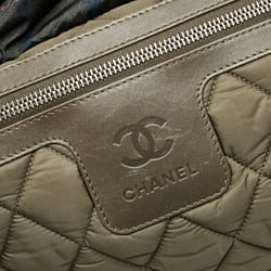 Chanel Check Quilted Coco Cocoon PM Reversible Handbag Tote Bag 8610 Khaki Green Nylon Leather Women's CHANEL