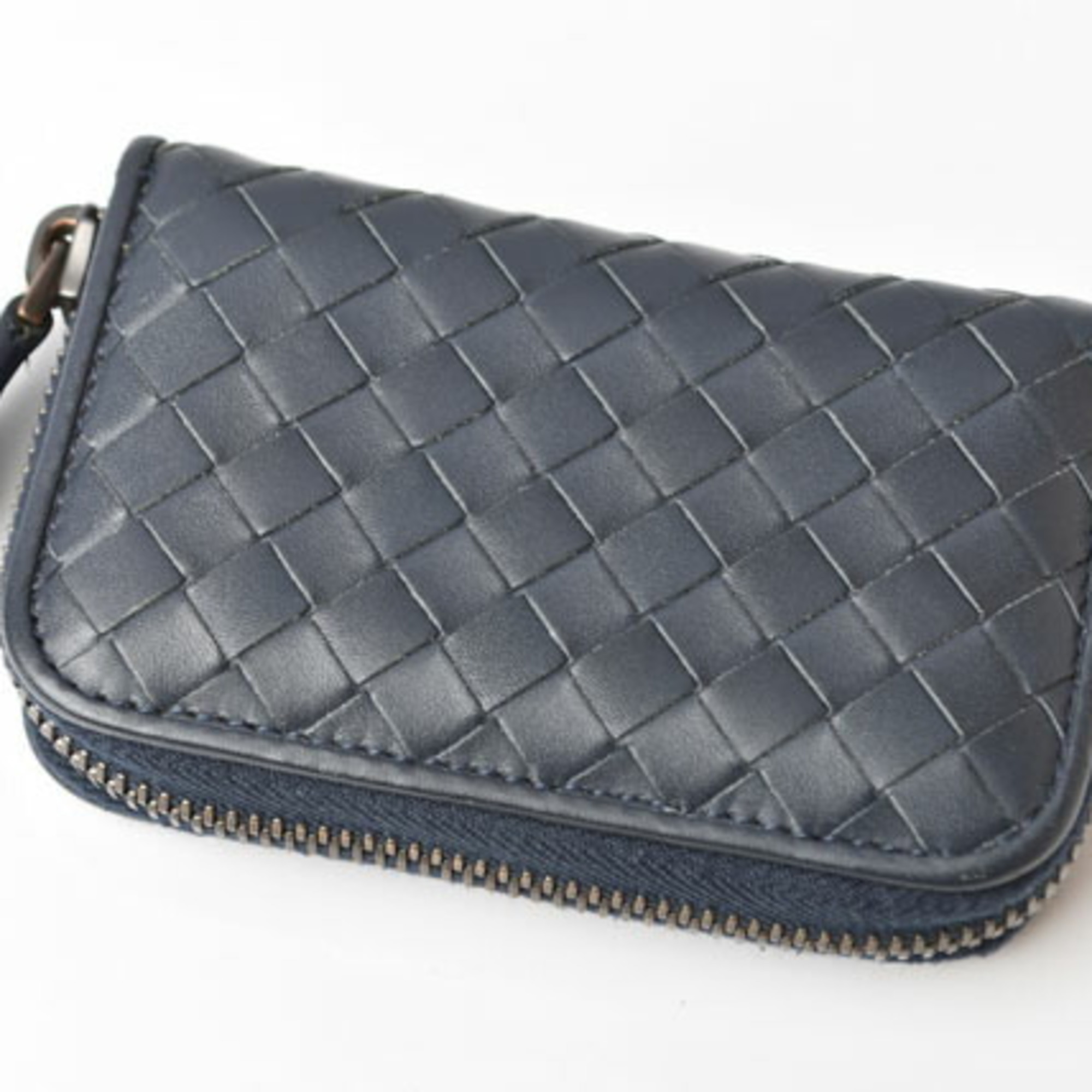 Bottega Veneta Card Case Coin BOTTEGA VENETA Wallet Intrecciato Leather Navy