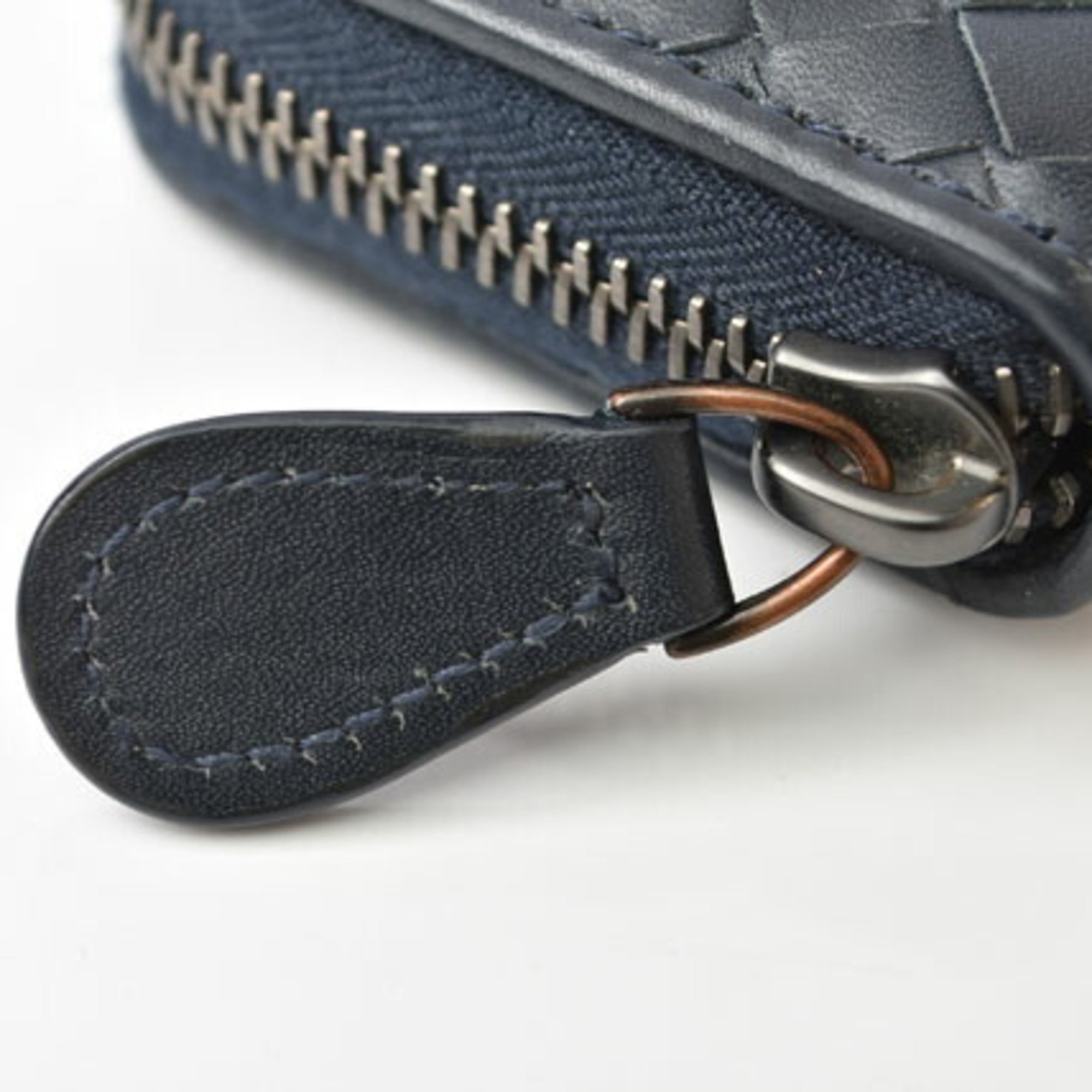 Bottega Veneta Card Case Coin BOTTEGA VENETA Wallet Intrecciato Leather Navy