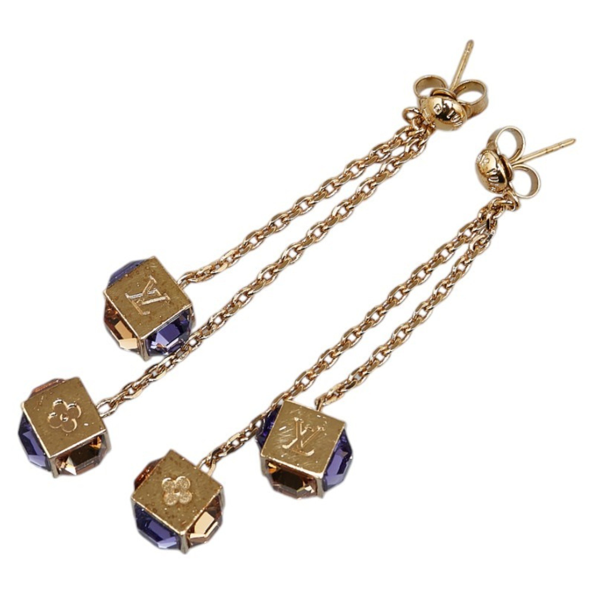 Louis Vuitton Boucle D'oreille Pandan Gamble Earrings M65179 Gold Plated Women's LOUIS VUITTON