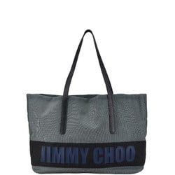 Jimmy Choo Tote Bag Shoulder Grey Black Nylon Leather Women's JIMMY CHOO