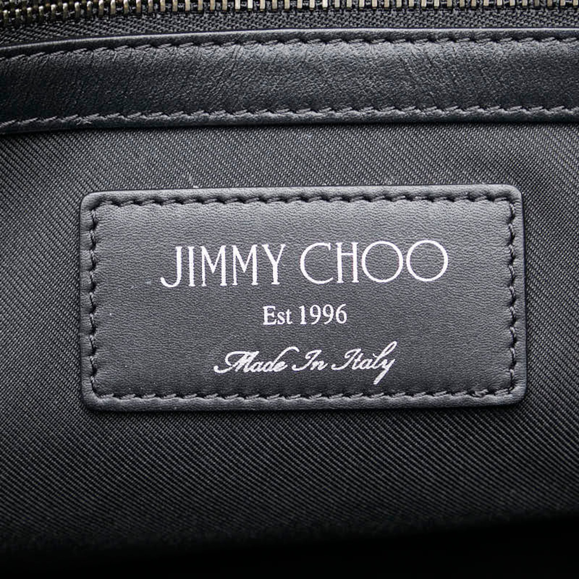 Jimmy Choo Tote Bag Shoulder Grey Black Nylon Leather Women's JIMMY CHOO