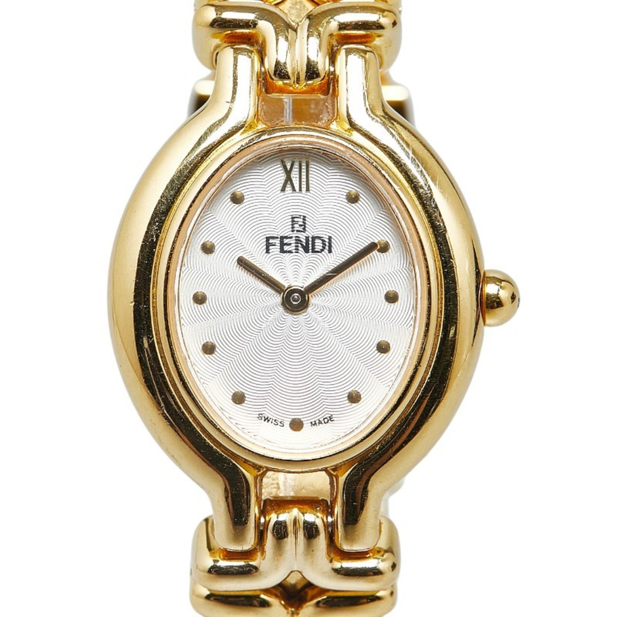 FENDI Chameleon Changeable Strap 9 Colors Watch 640L Quartz White Dial Stainless Steel Women's