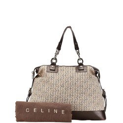 Celine C Macadam Handbag Tote Bag Beige Brown Canvas Leather Women's CELINE