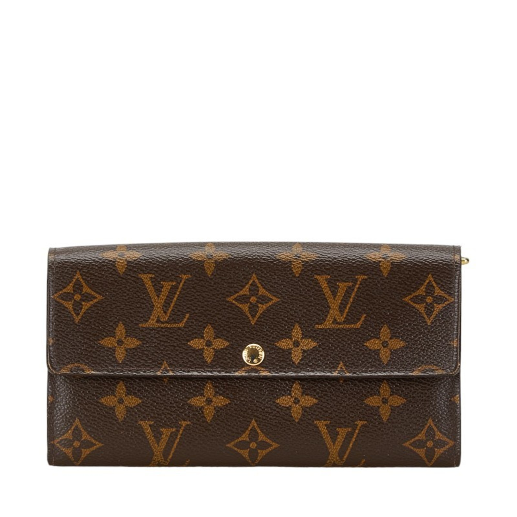 Louis Vuitton Monogram Portefeuille Sarah Long Wallet M61734 Brown PVC Leather Women's LOUIS VUITTON