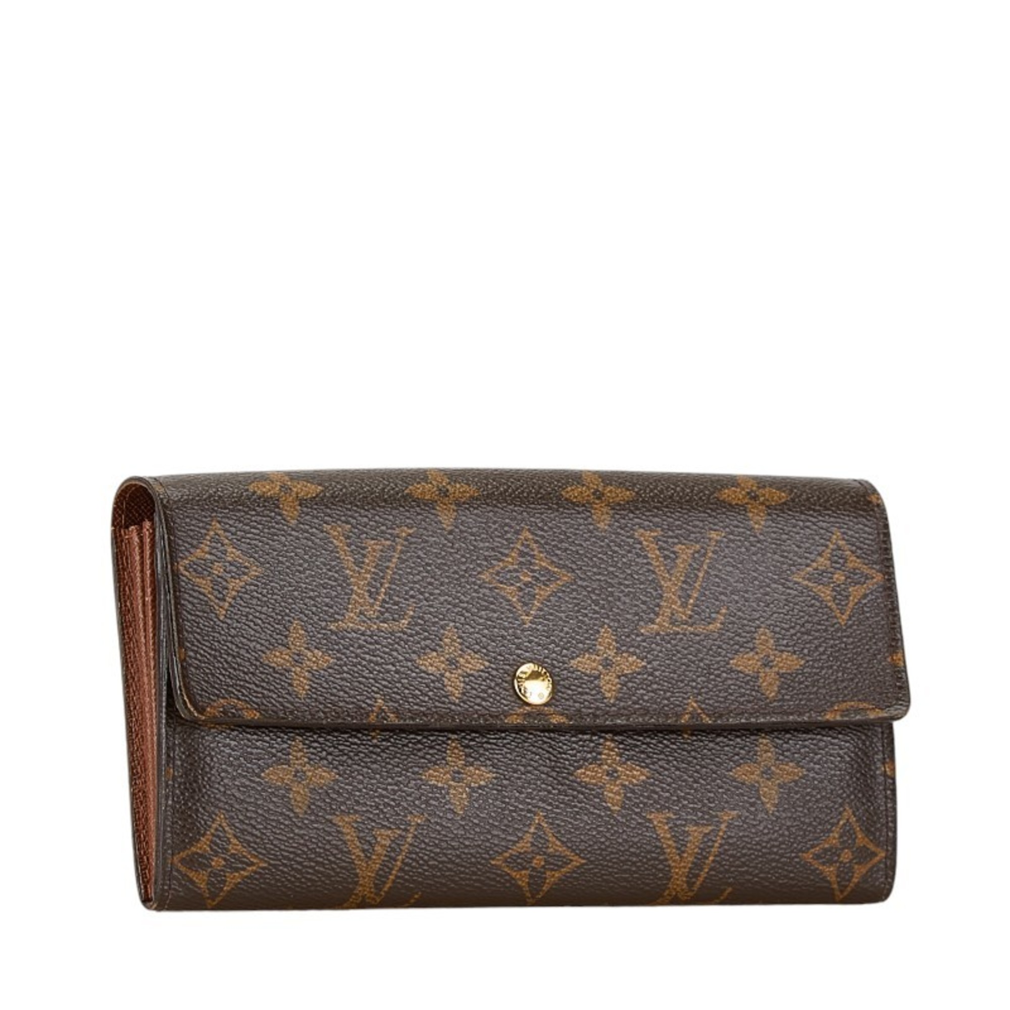 Louis Vuitton Monogram Portefeuille Sarah Long Wallet M61734 Brown PVC Leather Women's LOUIS VUITTON