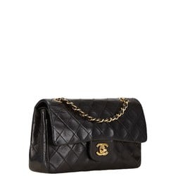 Chanel Matelasse 23 Coco Mark Double Flap Chain Shoulder Bag Black Leather Women's CHANEL