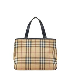 Burberry Nova Check Handbag Beige Black Canvas Leather Women's BURBERRY