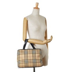 Burberry Nova Check Handbag Beige Black Canvas Leather Women's BURBERRY