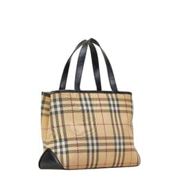 Burberry Nova Check Handbag Beige Black Canvas Leather Women's BURBERRY