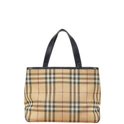 Burberry Nova Check Handbag Beige Black Canvas Leather Women's BURBERRY