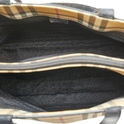 Burberry Nova Check Handbag Beige Black Canvas Leather Women's BURBERRY