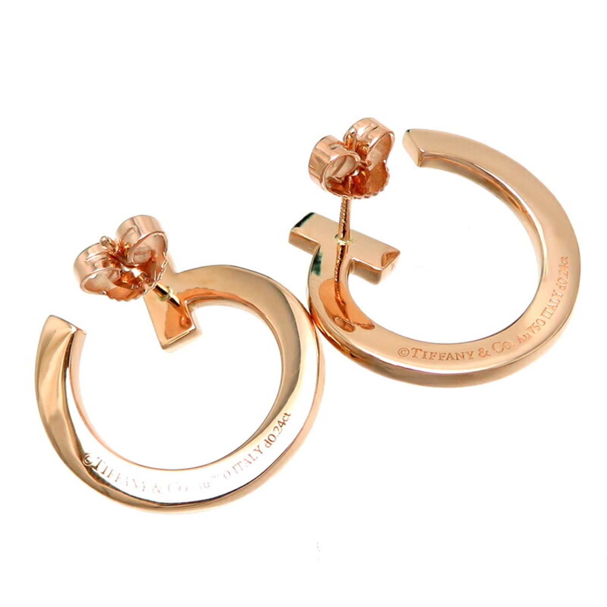 Tiffany T-One Hoop Diamond Women's Earrings 68408105 750 Pink Gold