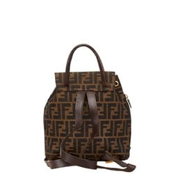 FENDI ZUCCA Rucksack Brown Canvas Leather Women's