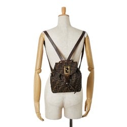 FENDI ZUCCA Rucksack Brown Canvas Leather Women's