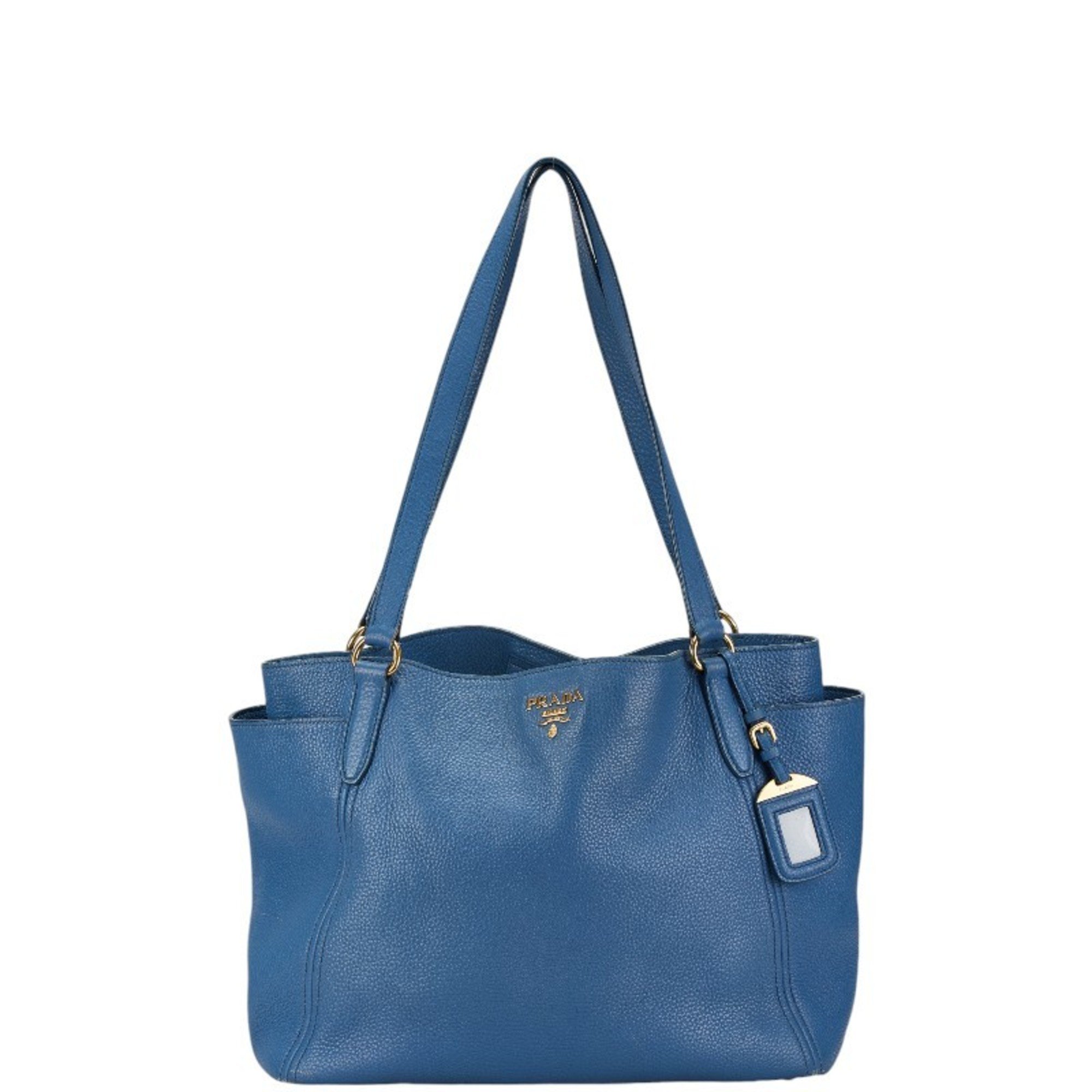 Prada Tote Bag Shoulder Blue Leather Women's PRADA