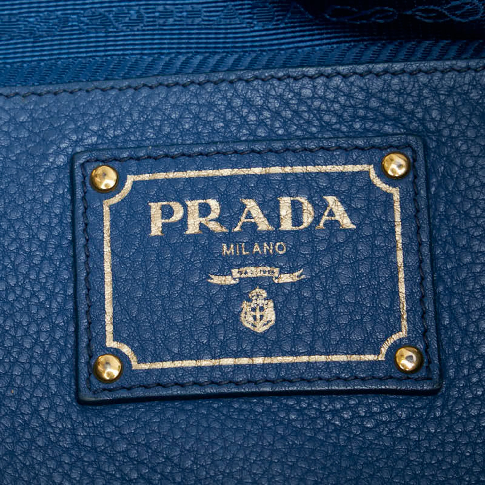 Prada Tote Bag Shoulder Blue Leather Women's PRADA