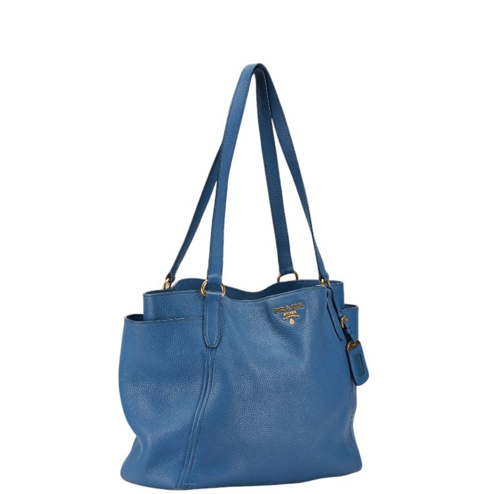 Prada Tote Bag Shoulder Blue Leather Women's PRADA