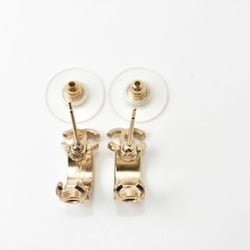 CHANEL Earrings Double CC Mark Rhinestone Gold Silver