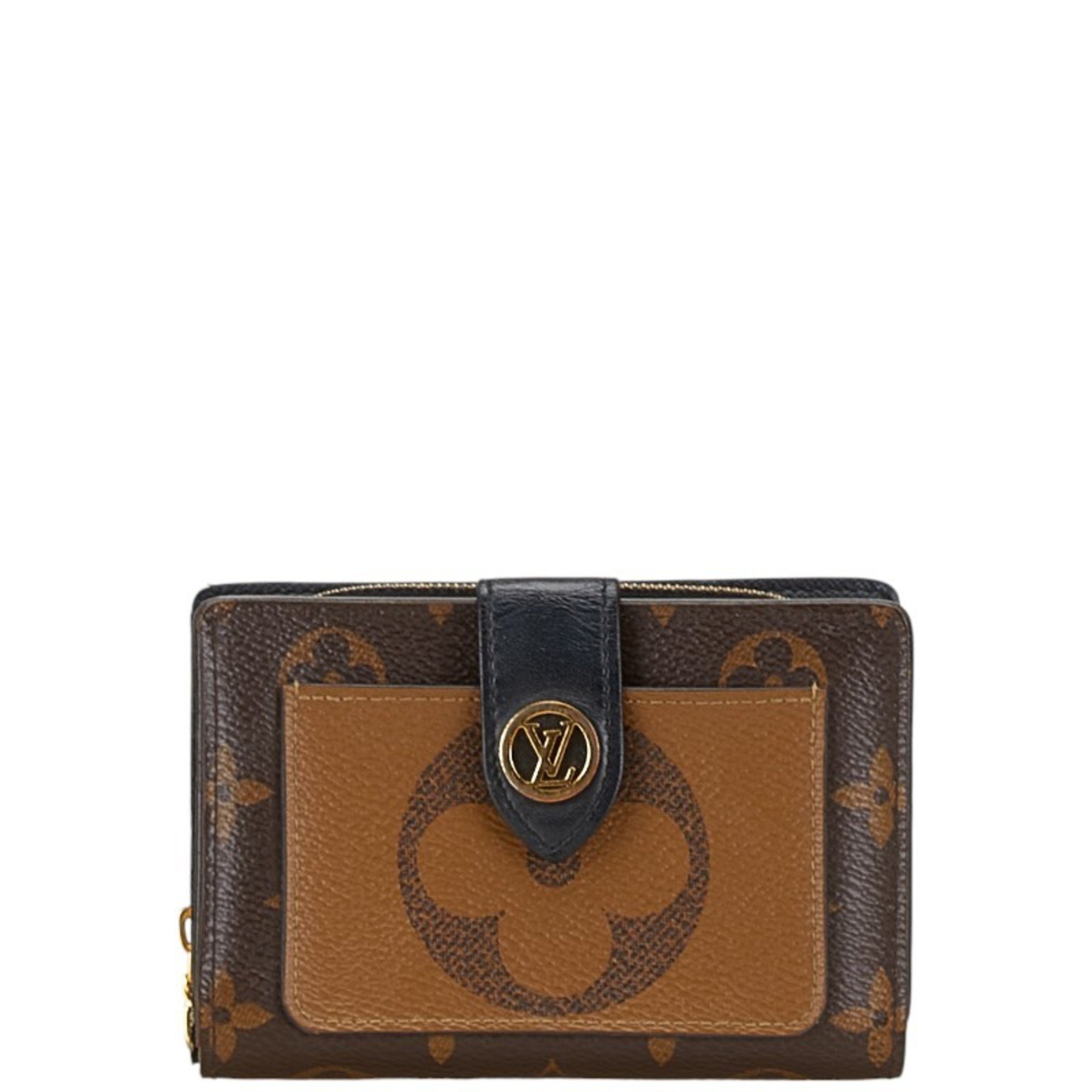 Louis Vuitton Monogram Giant Reverse Portefeuille Juliet Bi-fold Wallet M69432 Maroon Gold Brown PVC Leather Women's LOUIS VUITTON