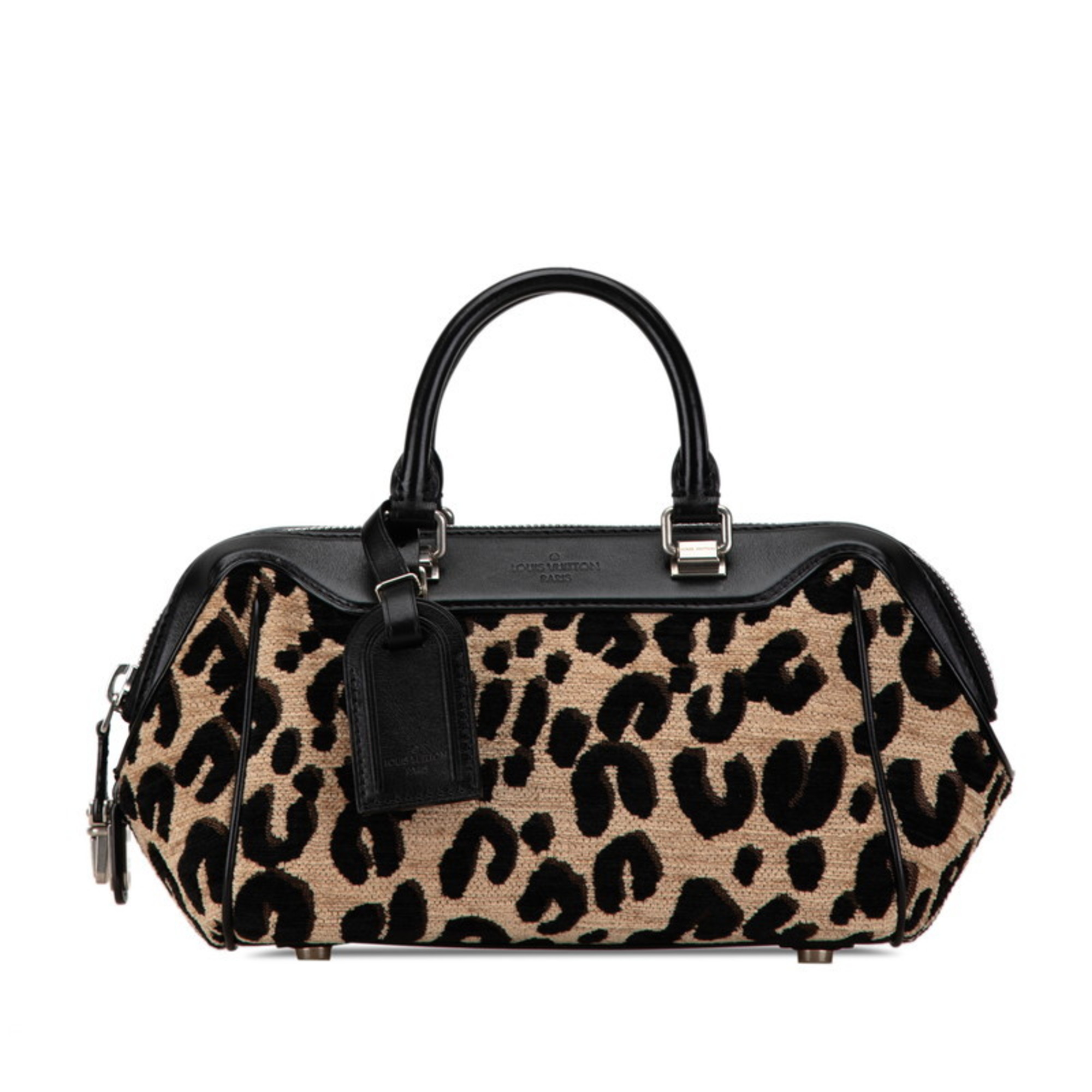 Louis Vuitton Leopard Baby Handbag M94257 Beige Black Leather Jacquard Canvas Women's LOUIS VUITTON