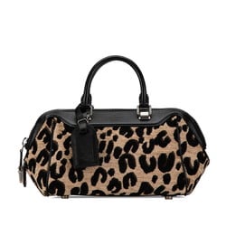 Louis Vuitton Leopard Baby Handbag M94257 Beige Black Leather Jacquard Canvas Women's LOUIS VUITTON