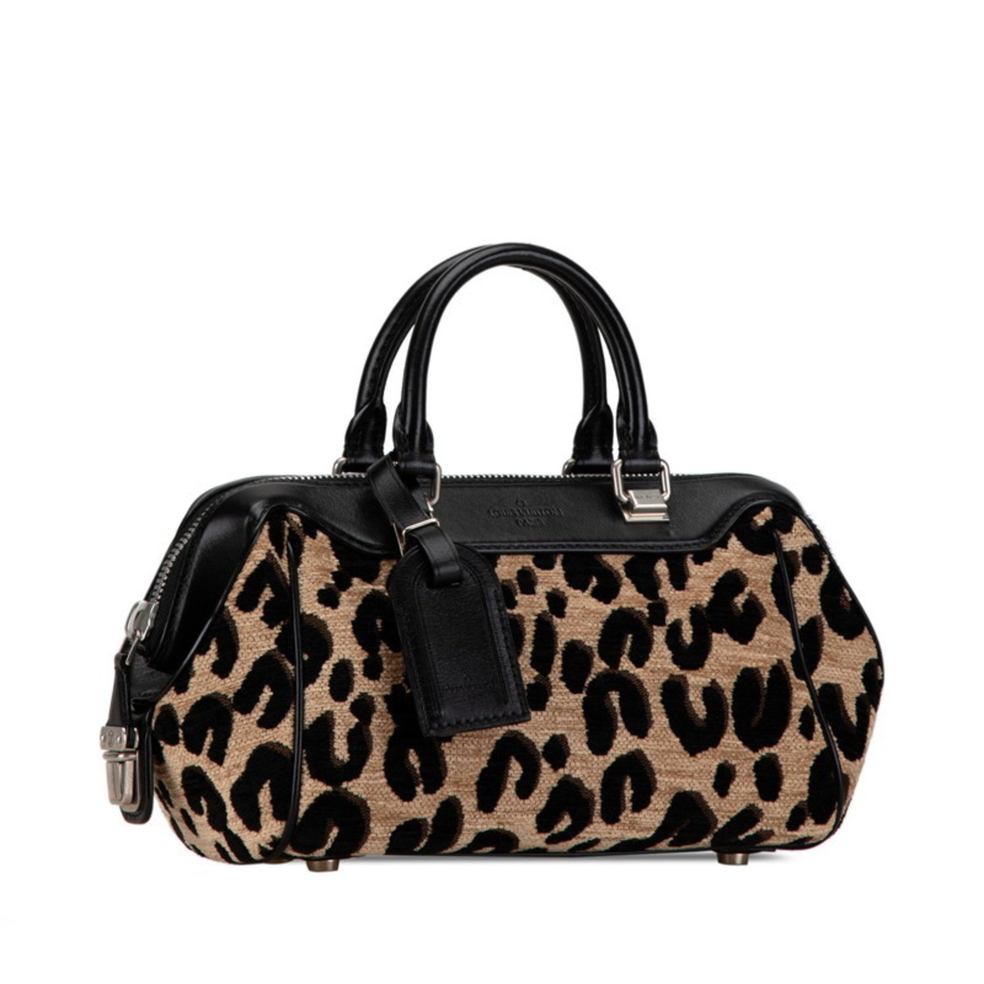 Louis Vuitton Leopard Baby Handbag M94257 Beige Black Leather Jacquard Canvas Women's LOUIS VUITTON