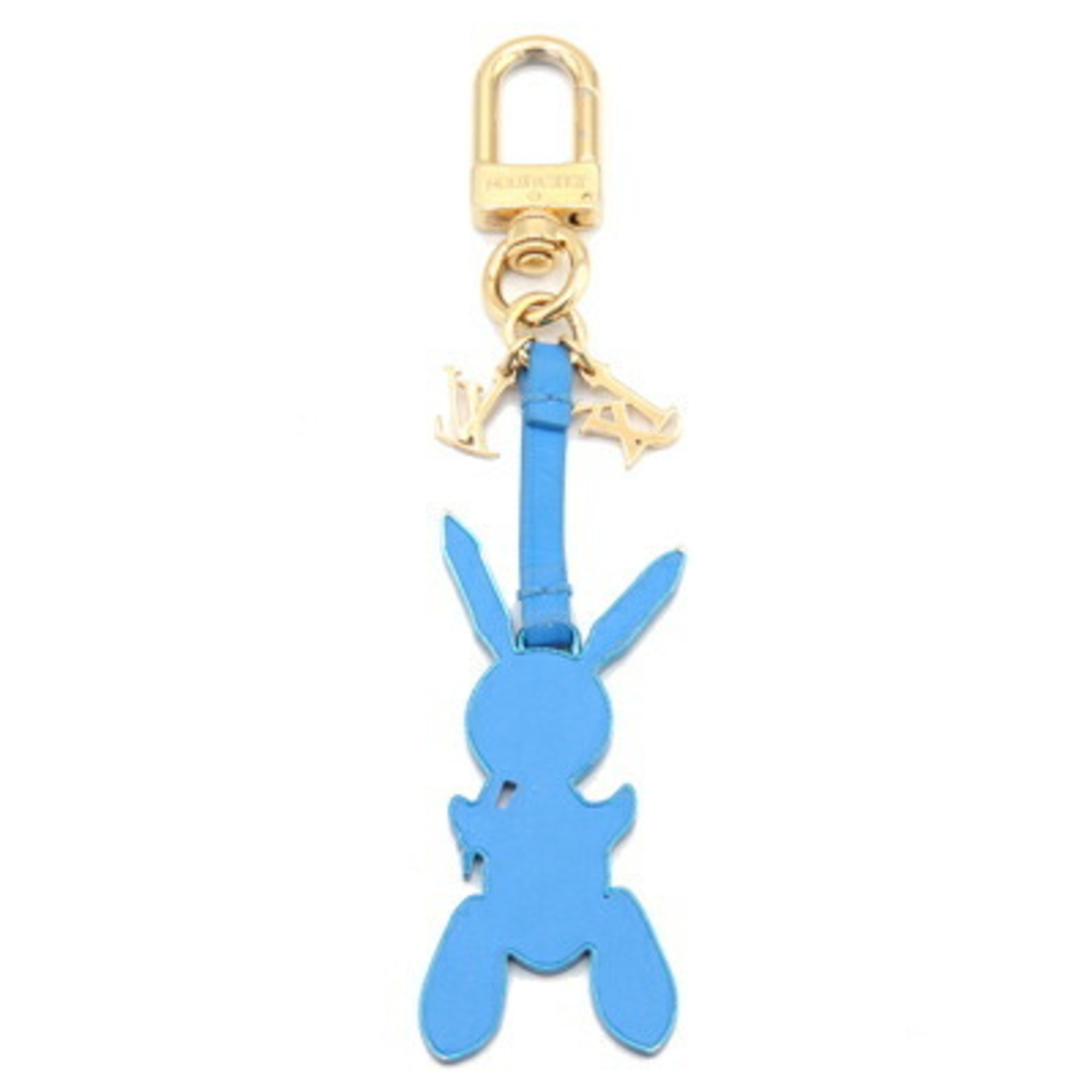 Louis Vuitton Bag Charm Jeff Koons M62780 Blue Leather Metal Keychain Rabbit Women's LOUIS VUITTON