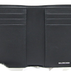 Balenciaga Monaco Bi-Fold Wallet 766551 Black Leather Compact Men's BALENCIAGA