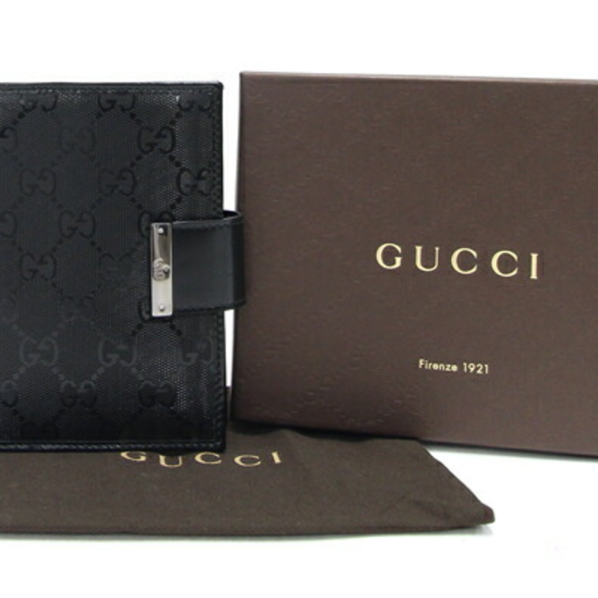 Gucci Notebook Cover GG Imprime 115240 Black PVC Leather Men's Women's GUCCI