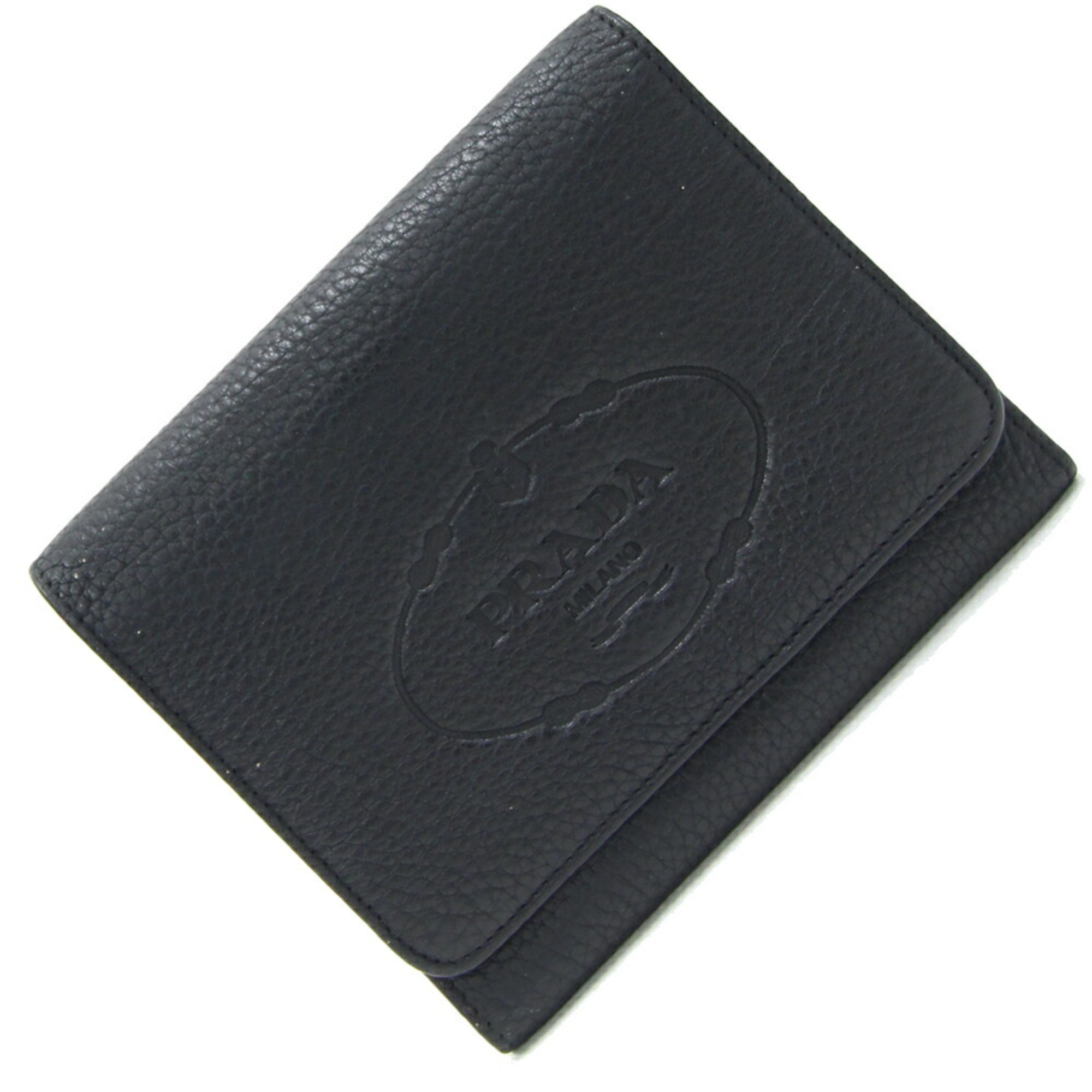 Prada Tri-fold Wallet 1M0170 Black Leather Compact Women's PRADA