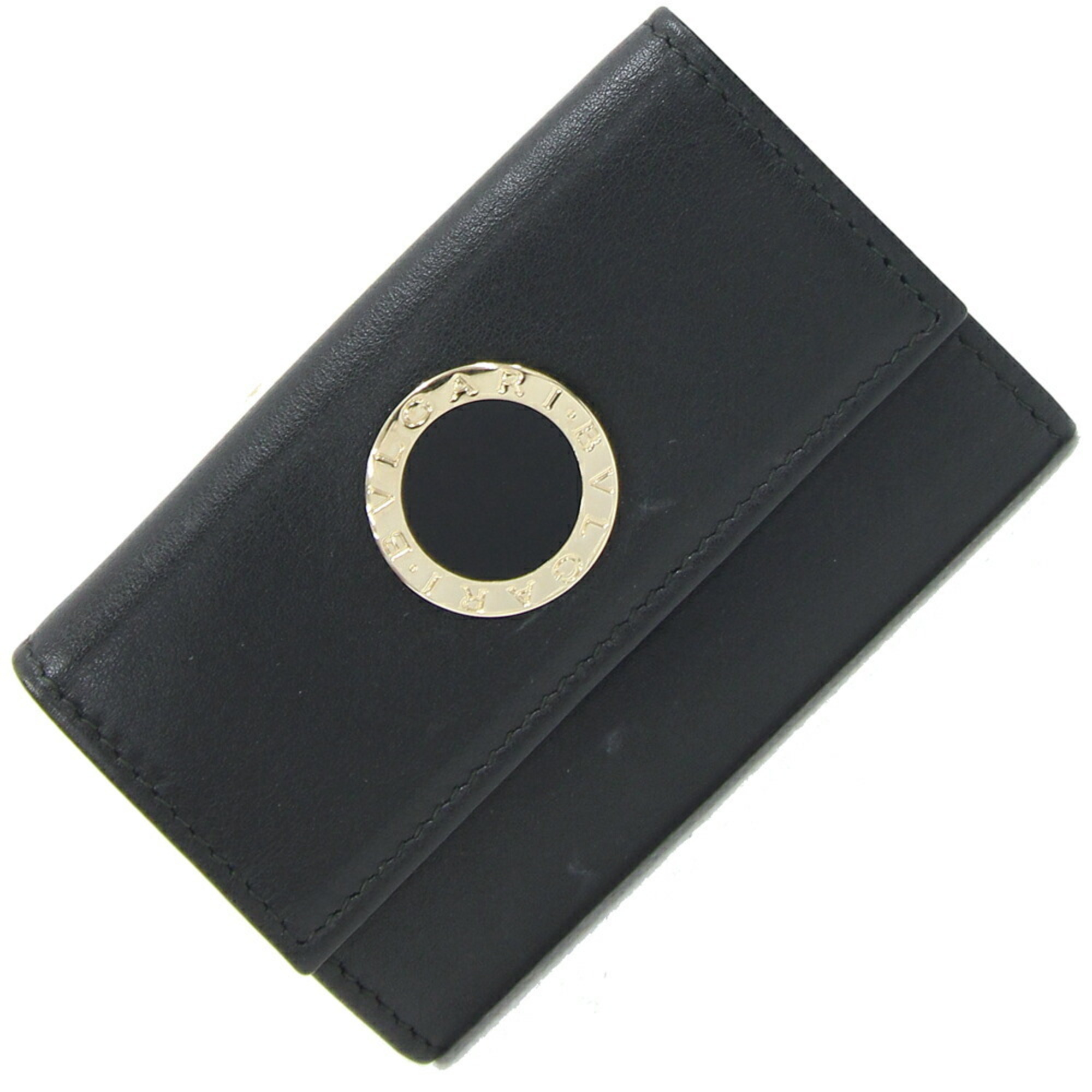 BVLGARI 6-ring key case 32394 Black leather black men's women's