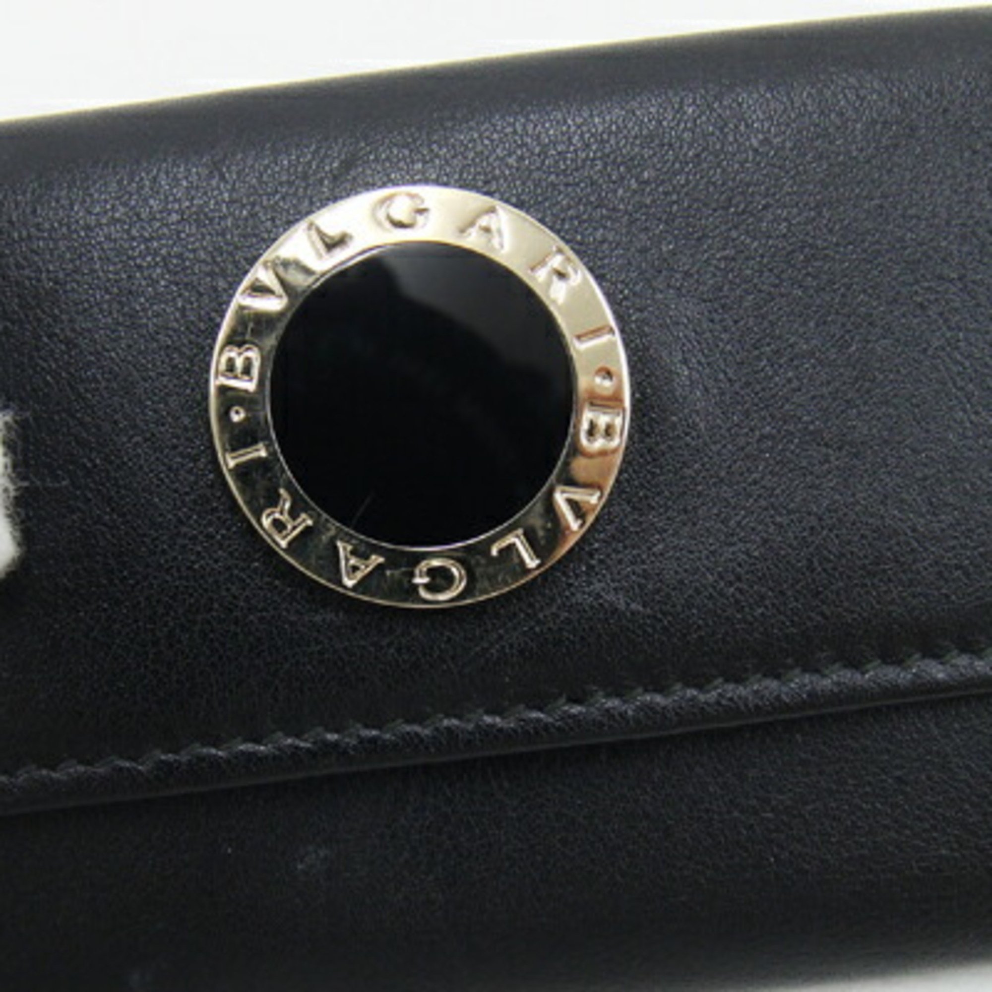 BVLGARI 6-ring key case 32394 Black leather black men's women's